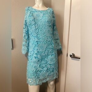 embroider floral dress blue small